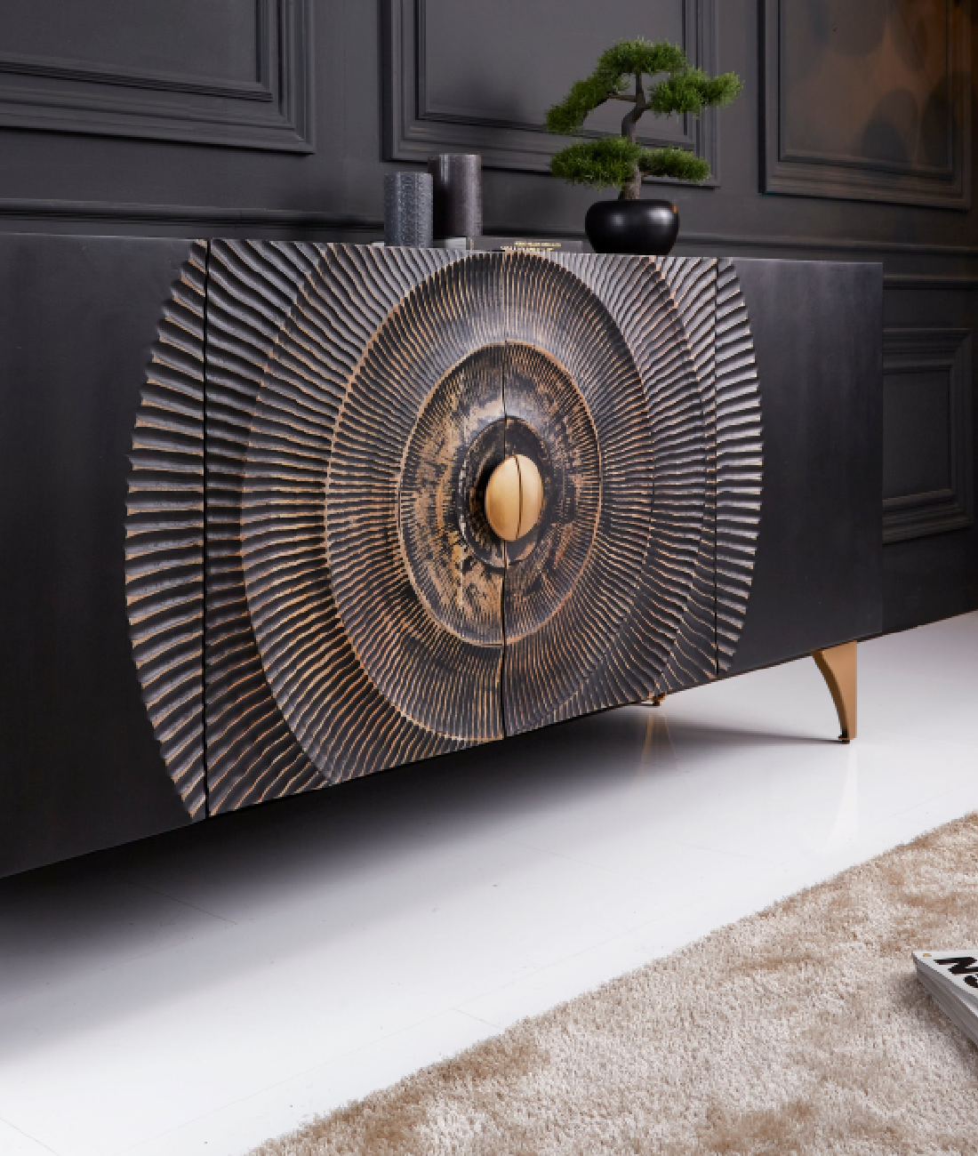 Golden Sunburst Sideboard - Lakkadhaara