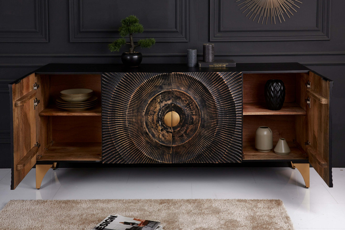 Golden Sunburst Sideboard - Lakkadhaara