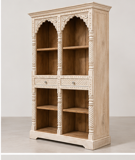 Mayra Carved Solid Wood Bookcase