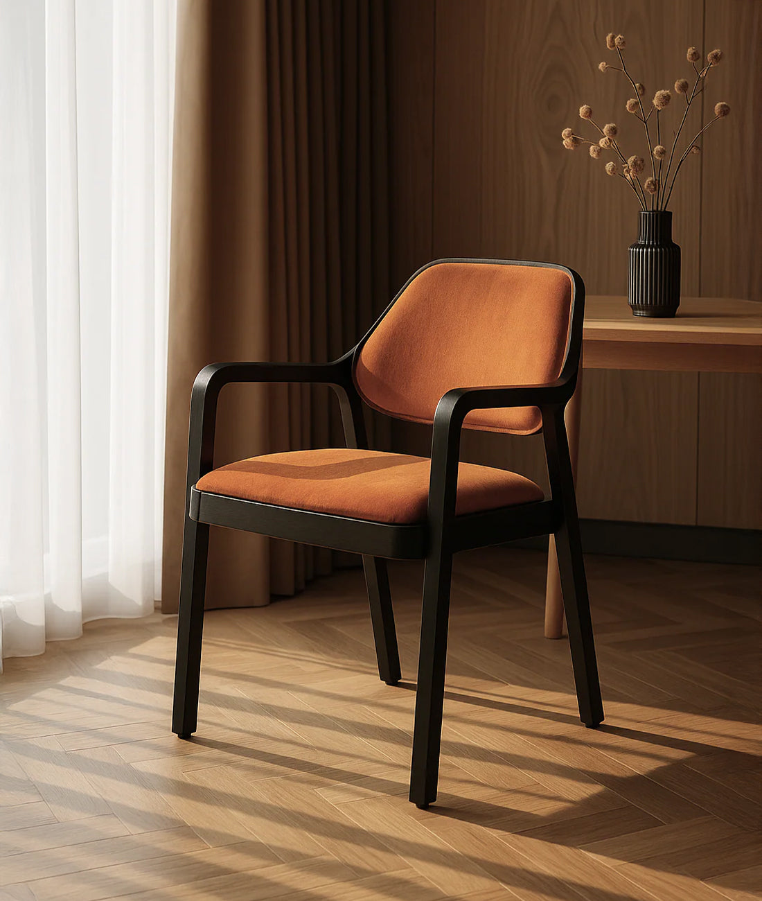 Monza Armchair - Solid Wood Velvet Upholstered Armchair India