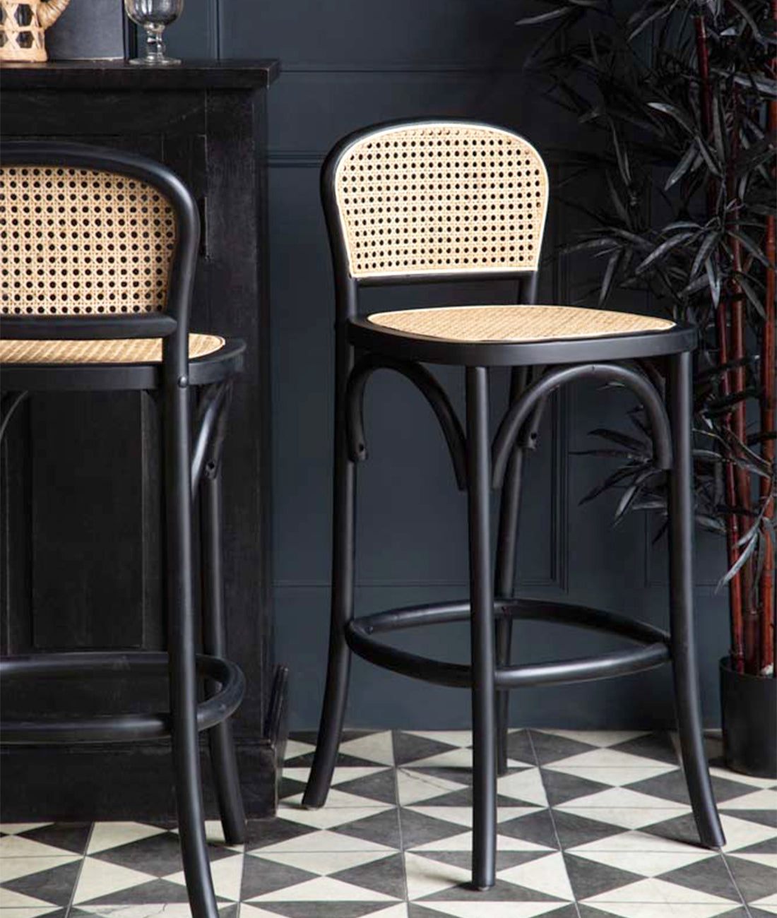 Murphy Bar Chair - Mango Wood Hand Woven Cane Bar Chair India