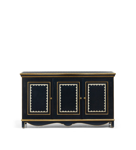 Napoli Sideboard Hand-painted in midnight blue with striking white wave detailing