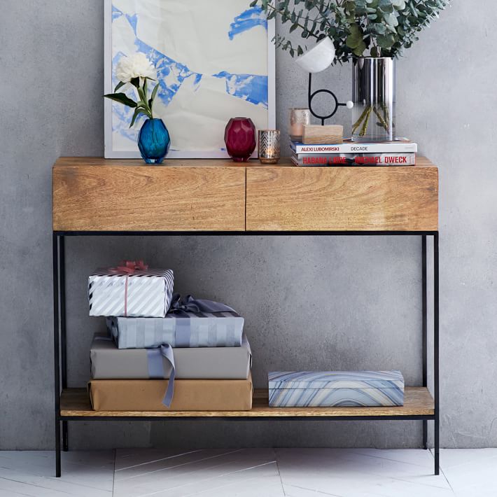 Sheesham Wood Console Table With Iron Frame - Lakkadhaara