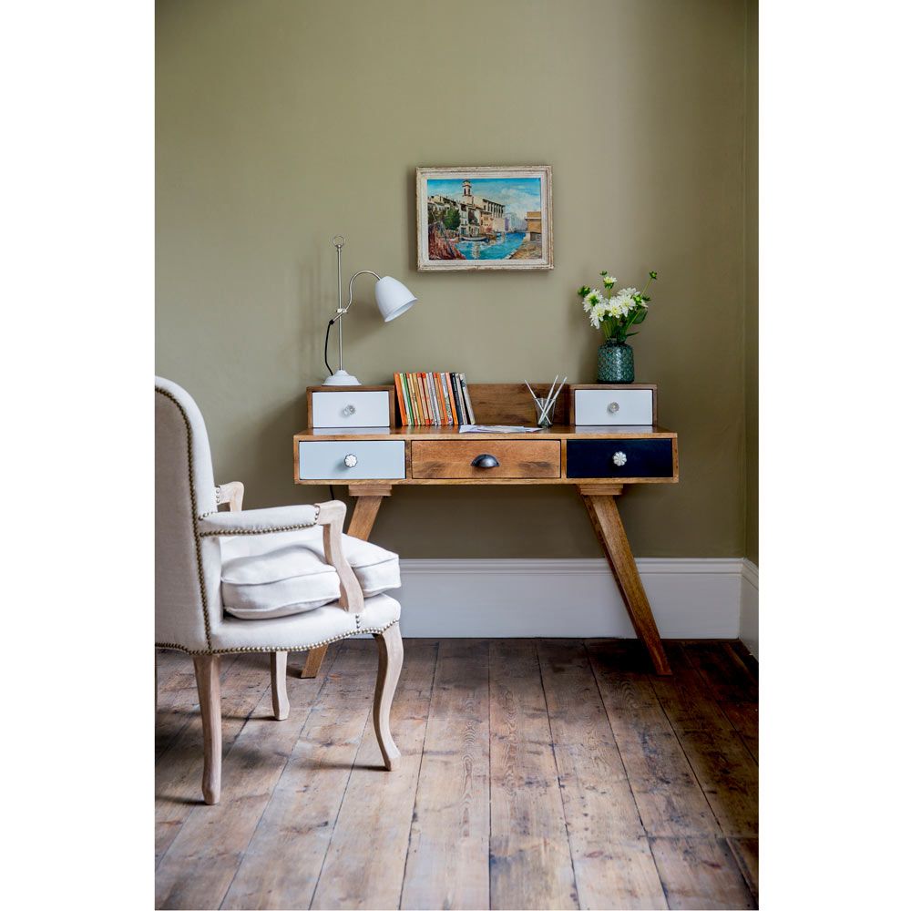 Albany Solid Wood Study Table With Five Drawers - Lakkadhaara