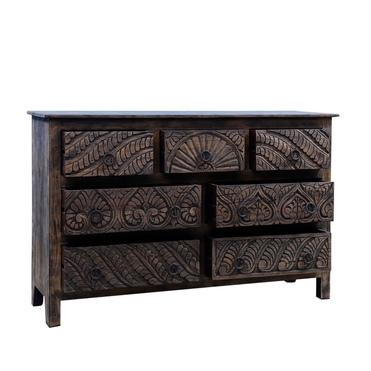 Augusta Hand Carved Chest Of Seven Drawers - Lakkadhaara