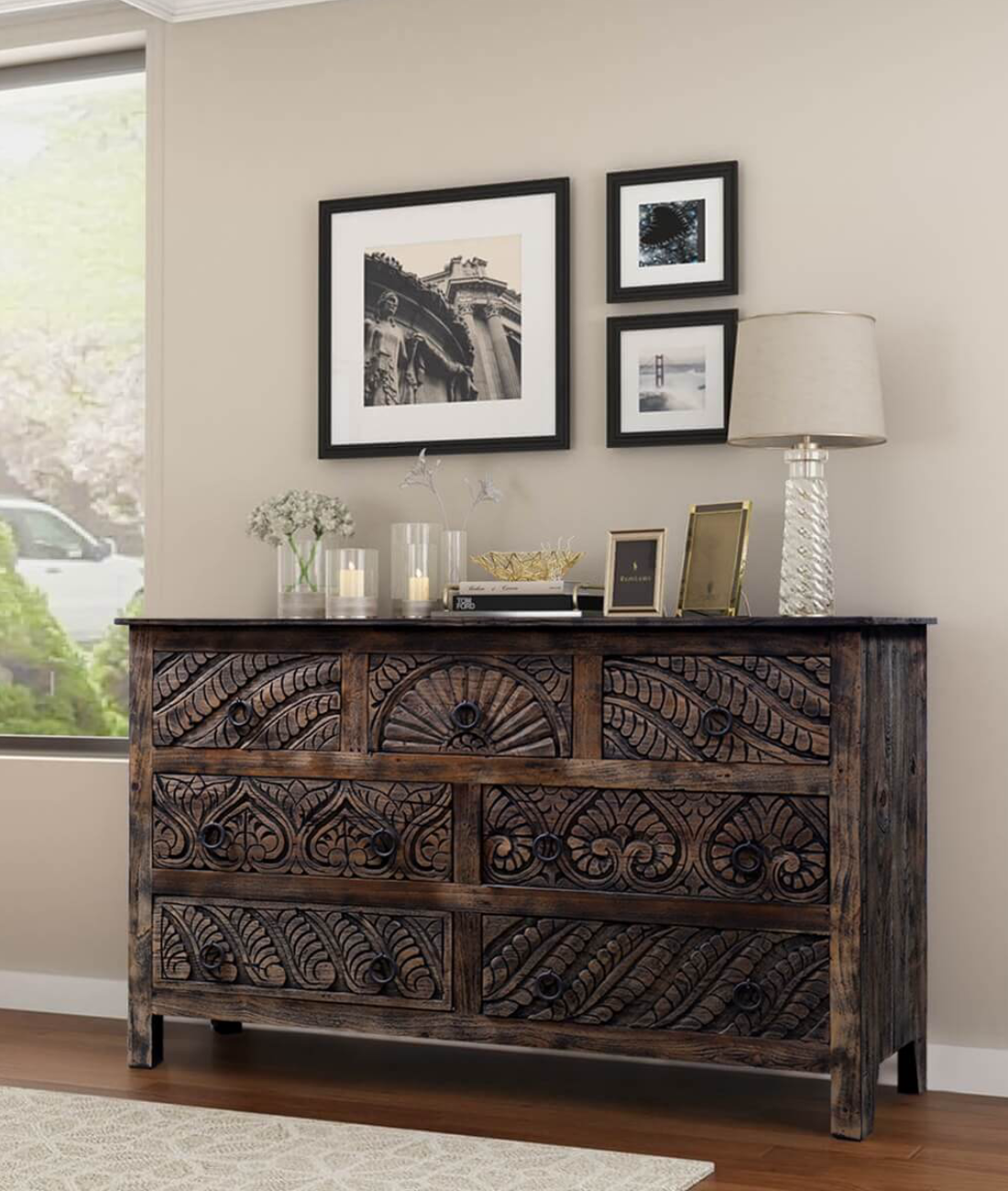 Augusta Hand Carved Chest Of Seven Drawers - Lakkadhaara
