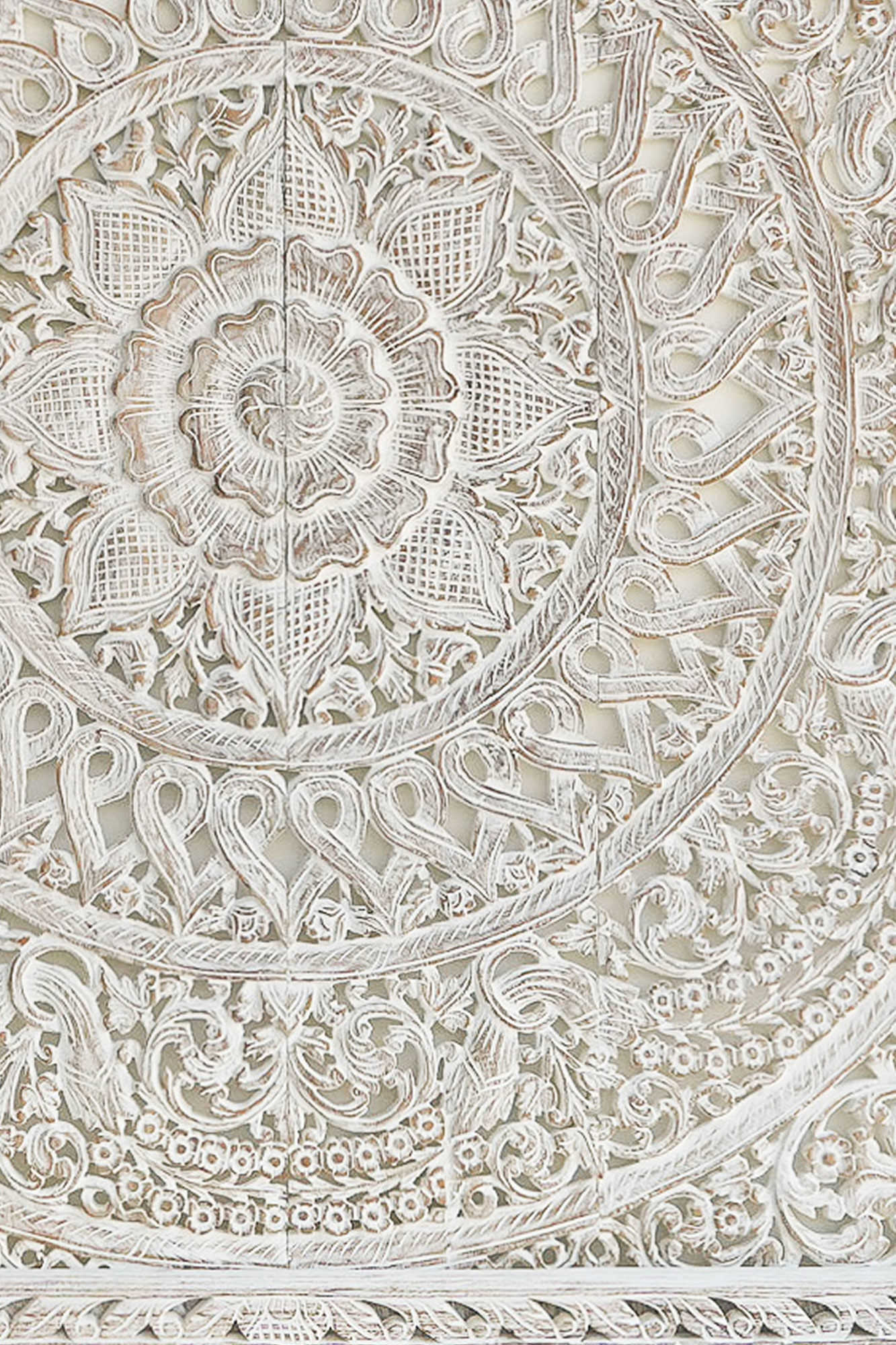 Costal White Carved Headboard - Lakkadhaara