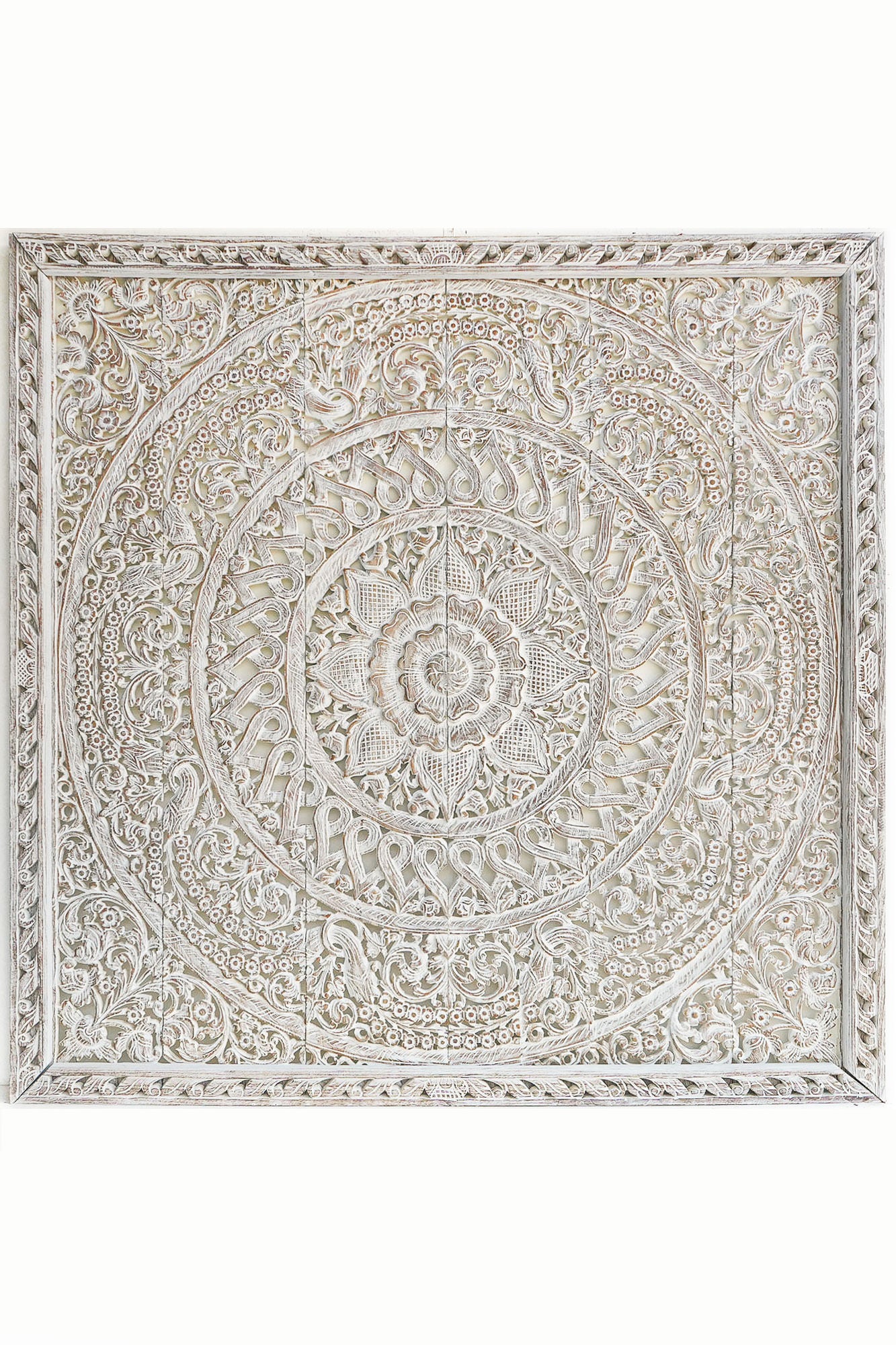Costal White Carved Headboard - Lakkadhaara
