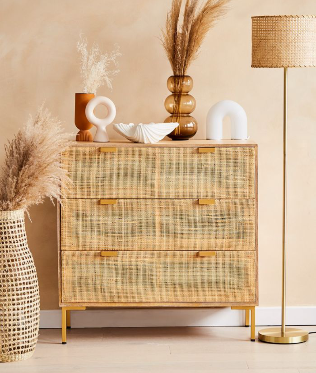 Divi Rattan Webbed Small Chest Of Drawers - Lakkadhaara