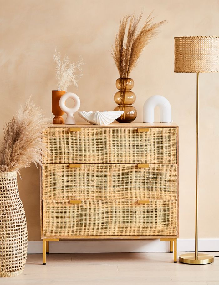 Divi Rattan Webbed Small Chest Of Drawers - Lakkadhaara