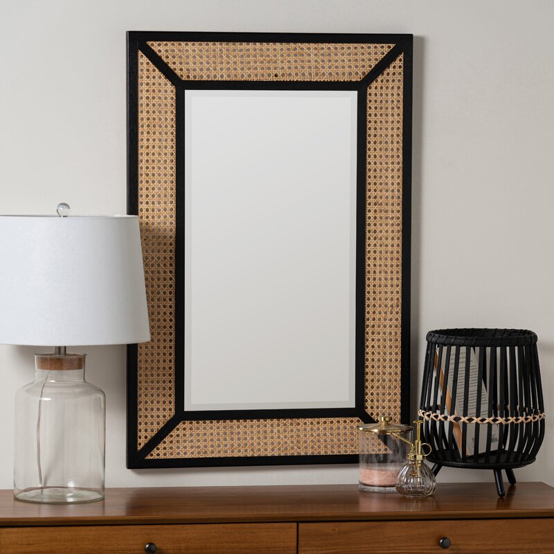 Rattan Mirror in Solid Wood