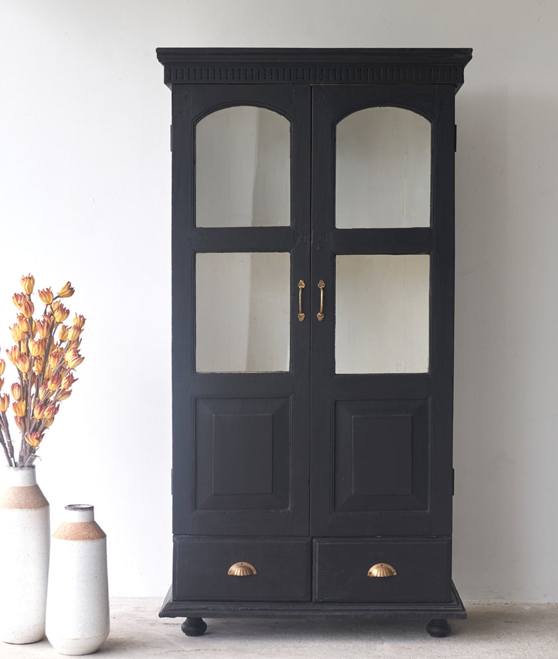 Edhas Cupboard with 2 Drawers | Black - Lakkadhaara