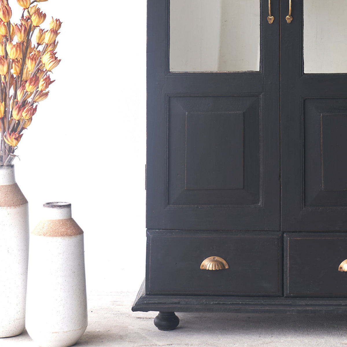 Edhas Cupboard with 2 Drawers | Black - Lakkadhaara