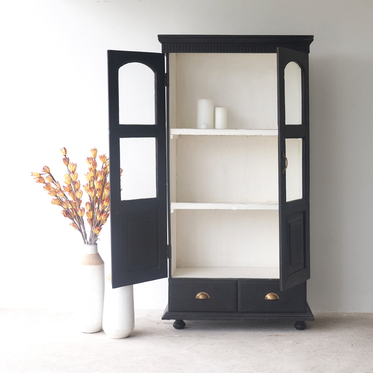Edhas Cupboard with 2 Drawers | Black - Lakkadhaara