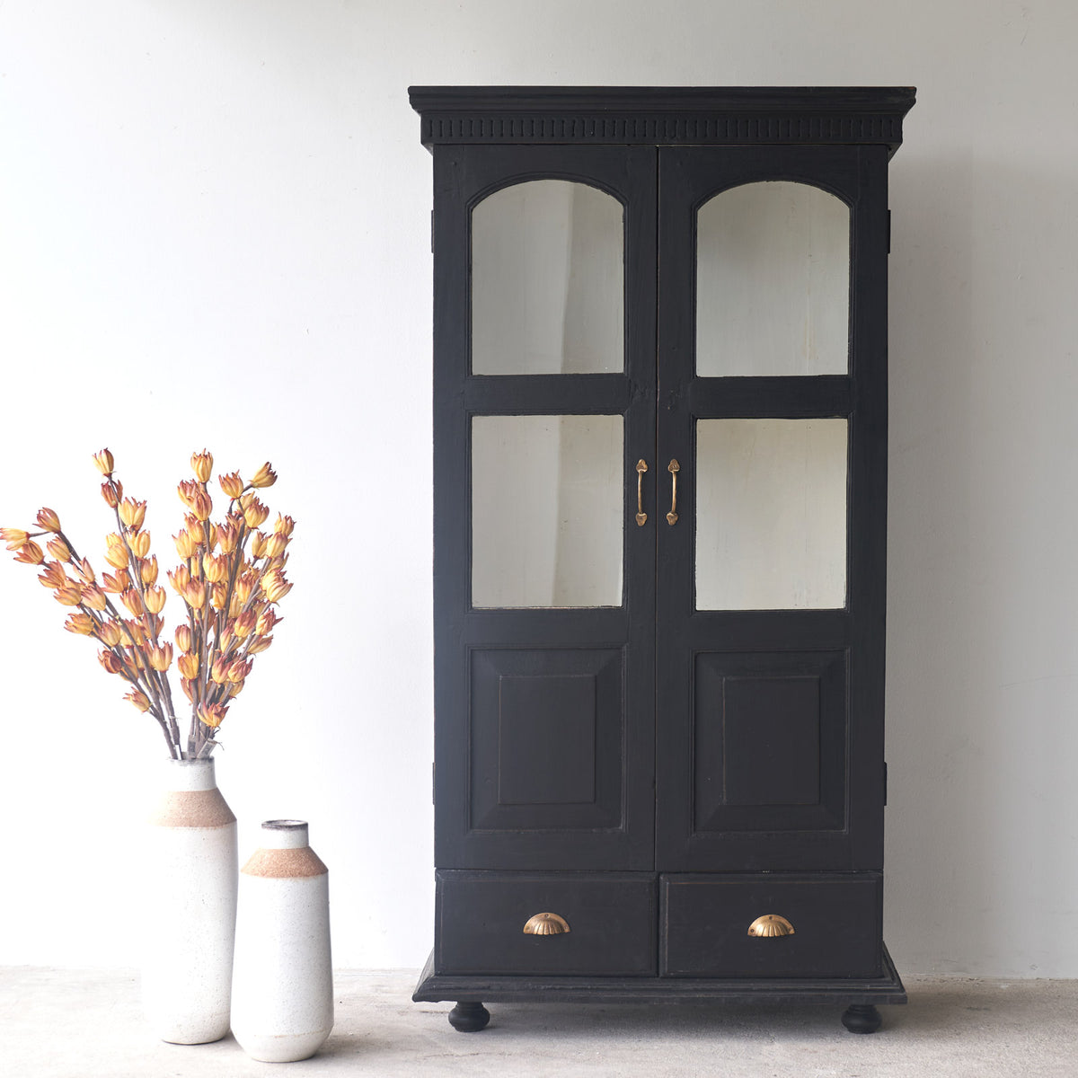 Edhas Cupboard with 2 Drawers | Black - Lakkadhaara
