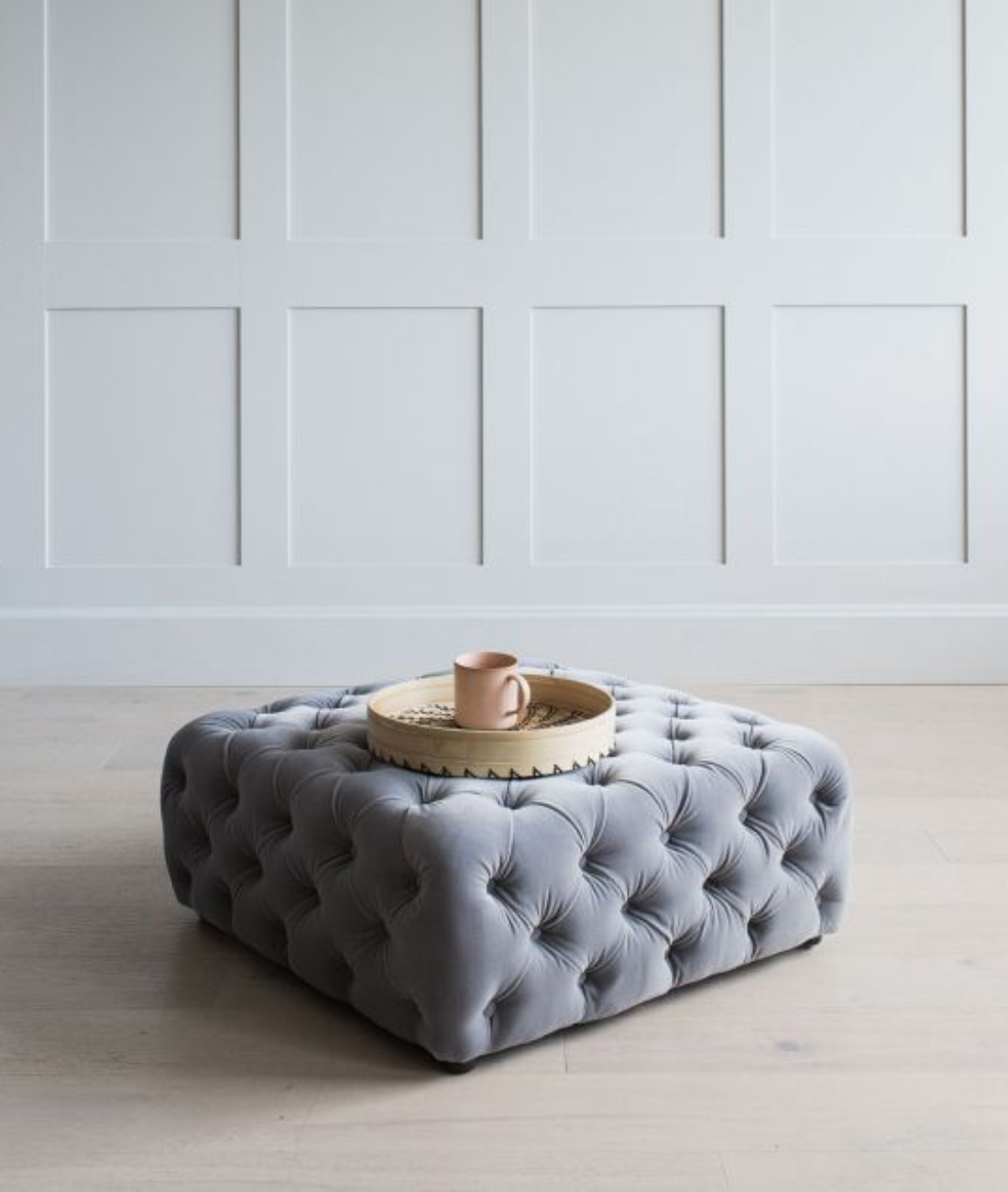 Essex Buttoned Pouffe cum Center Table - Lakkadhaara