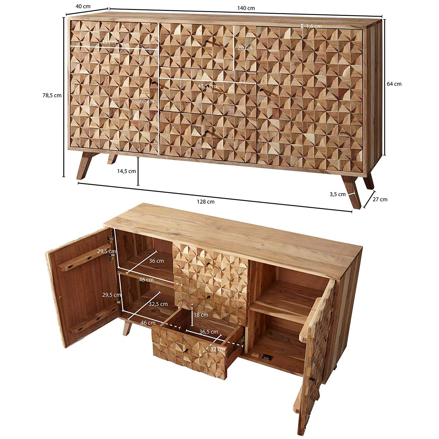 La Mans Solid Wood Sideboard - Lakkadhaara