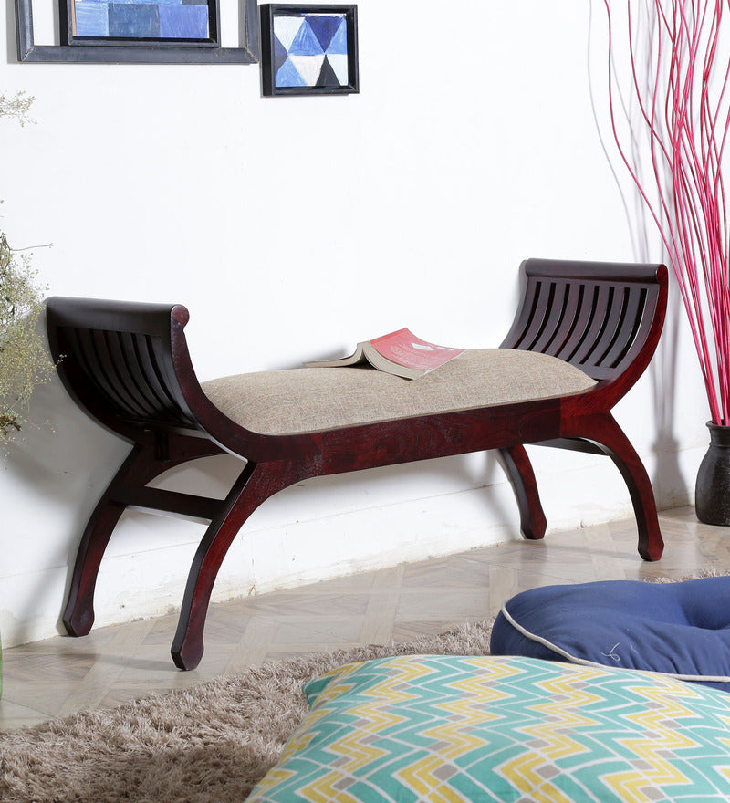 Lotus Shaped Rajasthani Crafted Wooden Two Seater Bench - Lakkadhaara