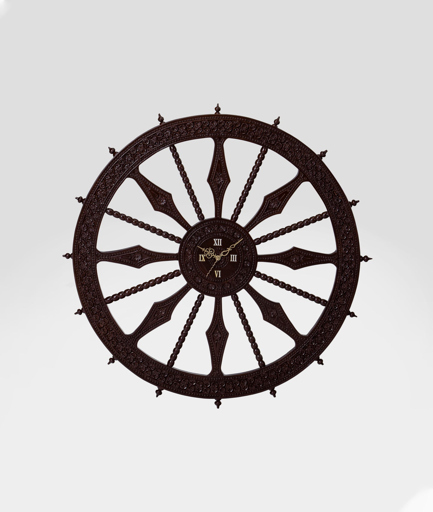 Marwari Carved Wall Clock In Teak Hand Made - Lakkadhaara
