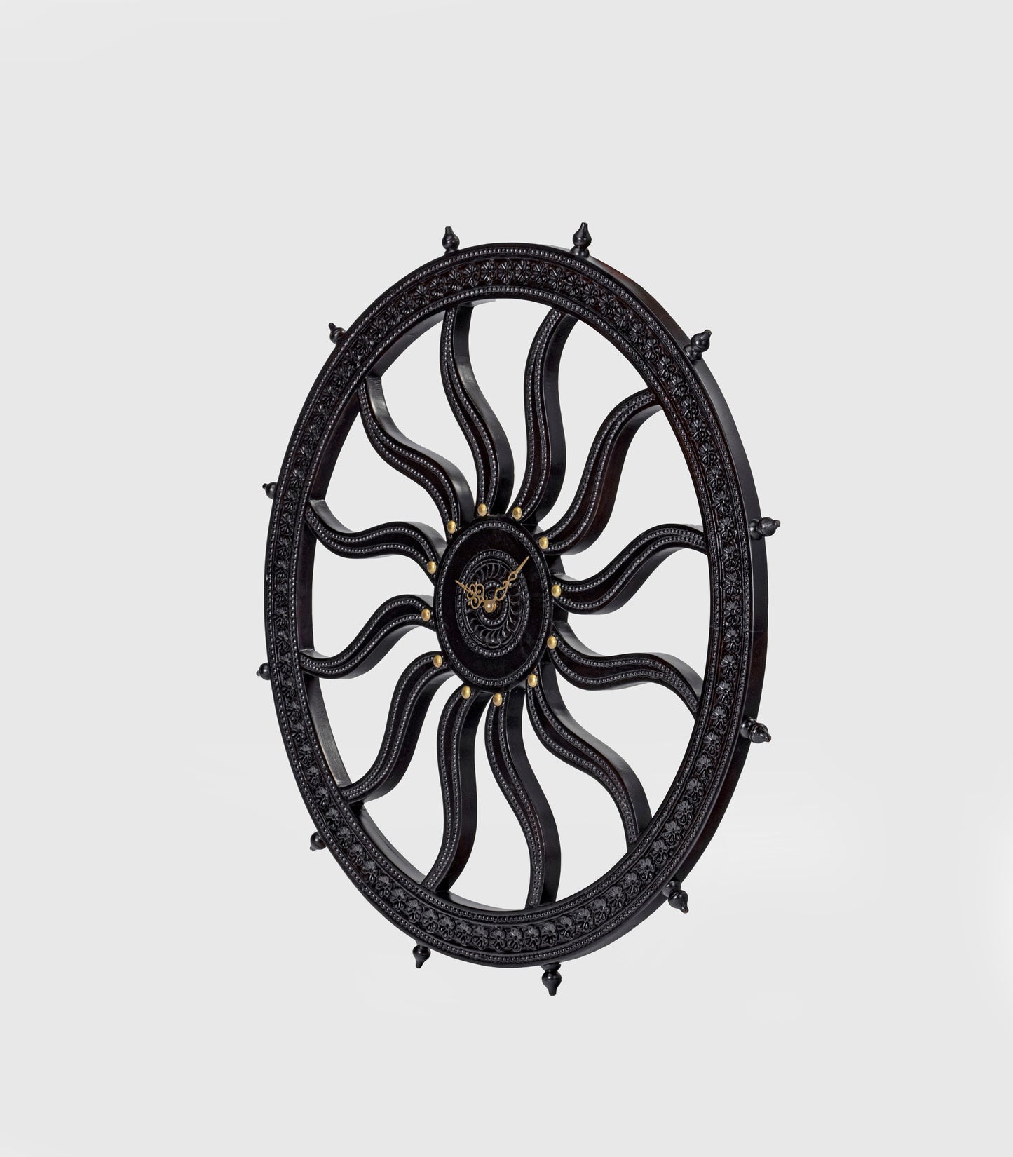 Rajasthani Carved Wall Clock In Teak - Lakkadhaara