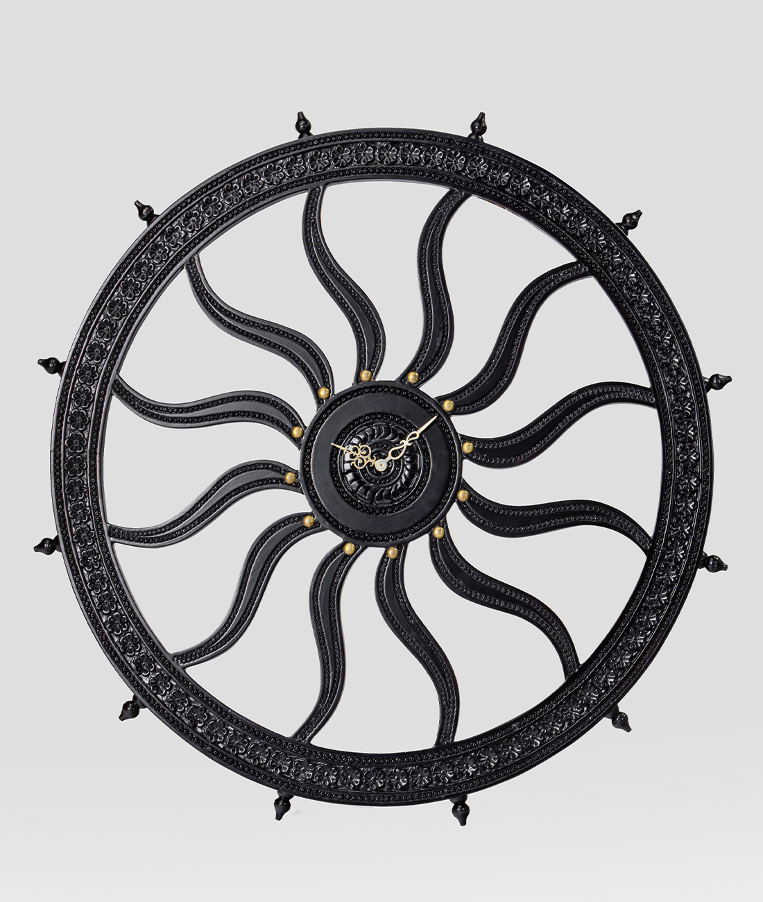 Rajasthani Carved Wall Clock In Teak - Lakkadhaara