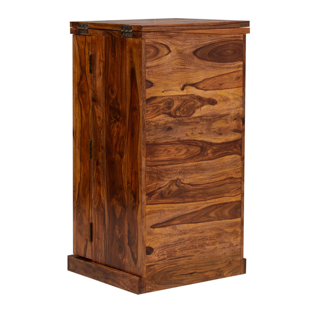 Rajputana Solid Wood Bar Cabinet With Brass Work & Single Door - Lakkadhaara