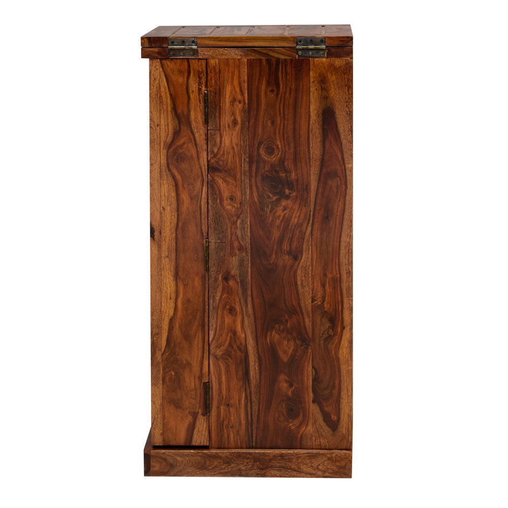 Rajputana Solid Wood Bar Cabinet With Brass Work & Single Door - Lakkadhaara