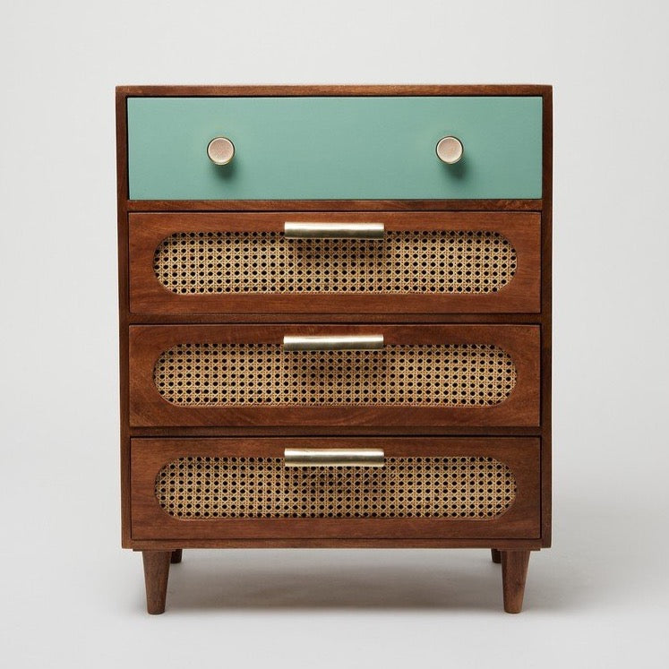 Rattan Solid Wood Small Chest of Drawer - Lakkadhaara