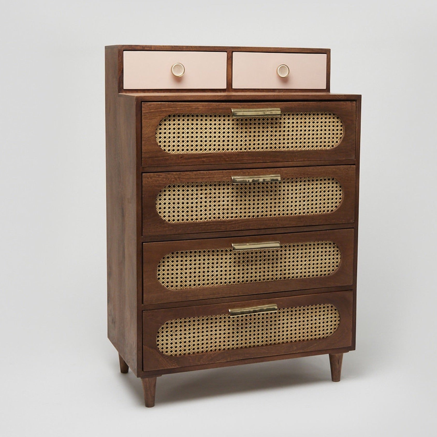 Rattan Solid Wood Tall Chest of Drawer - Lakkadhaara