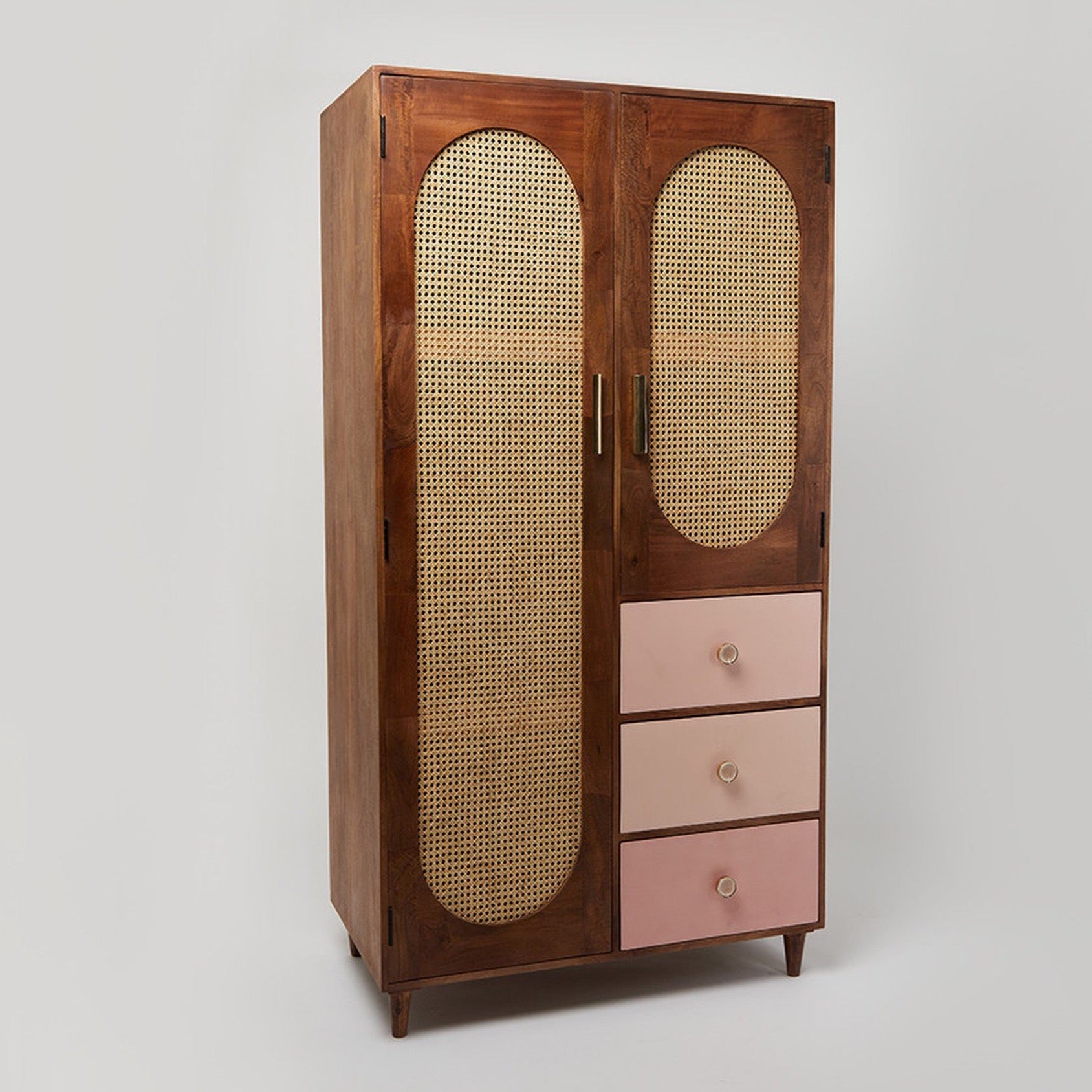 Rattan Solid Wood Wardrobe - Lakkadhaara