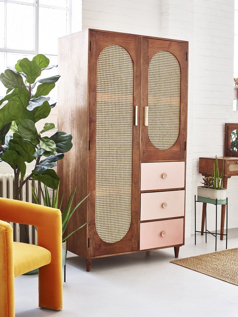 Rattan Solid Wood Wardrobe - Lakkadhaara