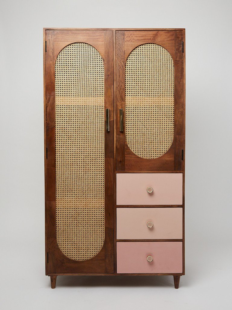 Rattan Solid Wood Wardrobe - Lakkadhaara