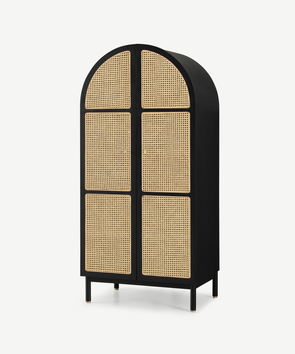 Raven Rattan Solid Wood Wardrobe - Lakkadhaara