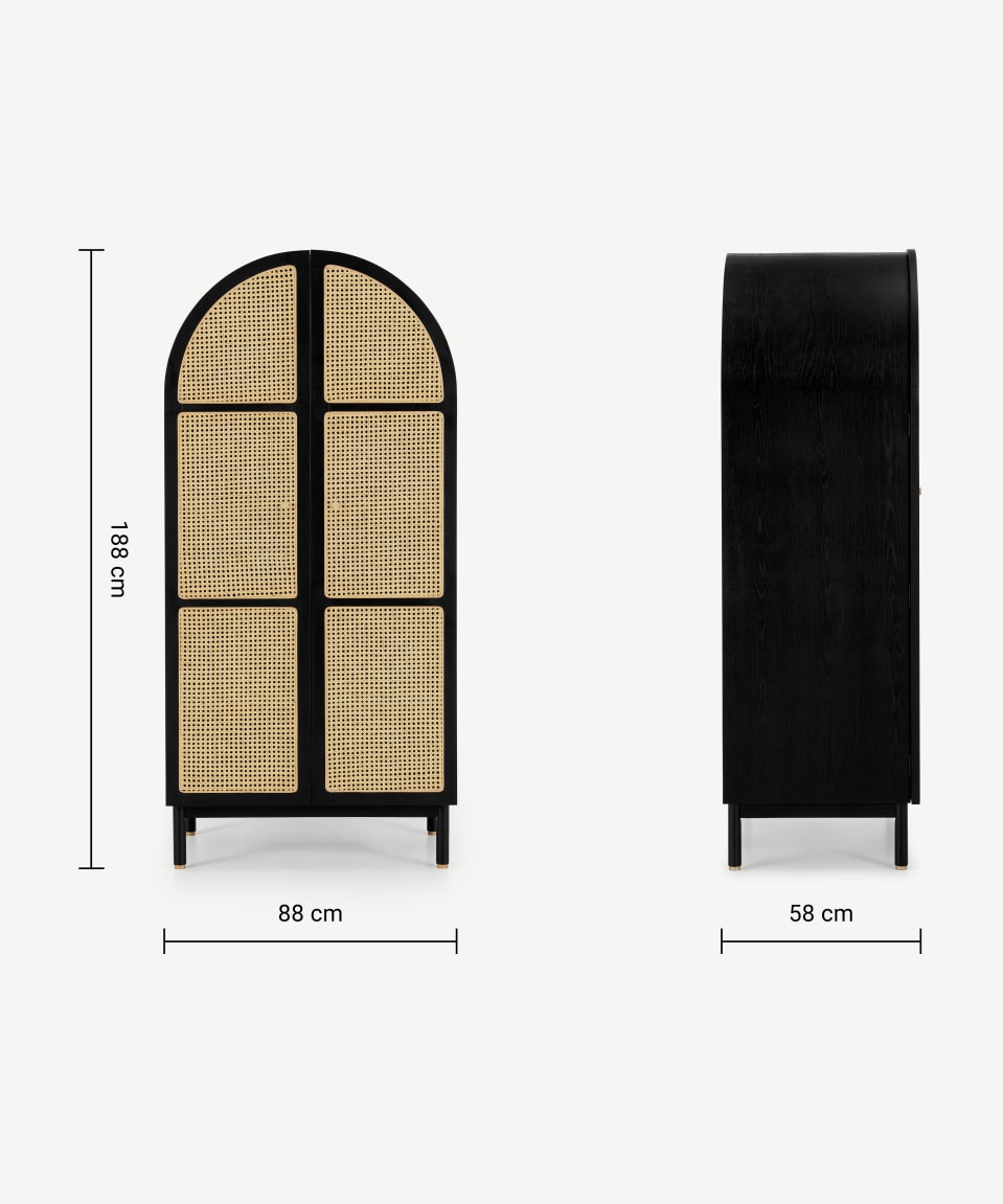 Raven Rattan Solid Wood Wardrobe - Lakkadhaara