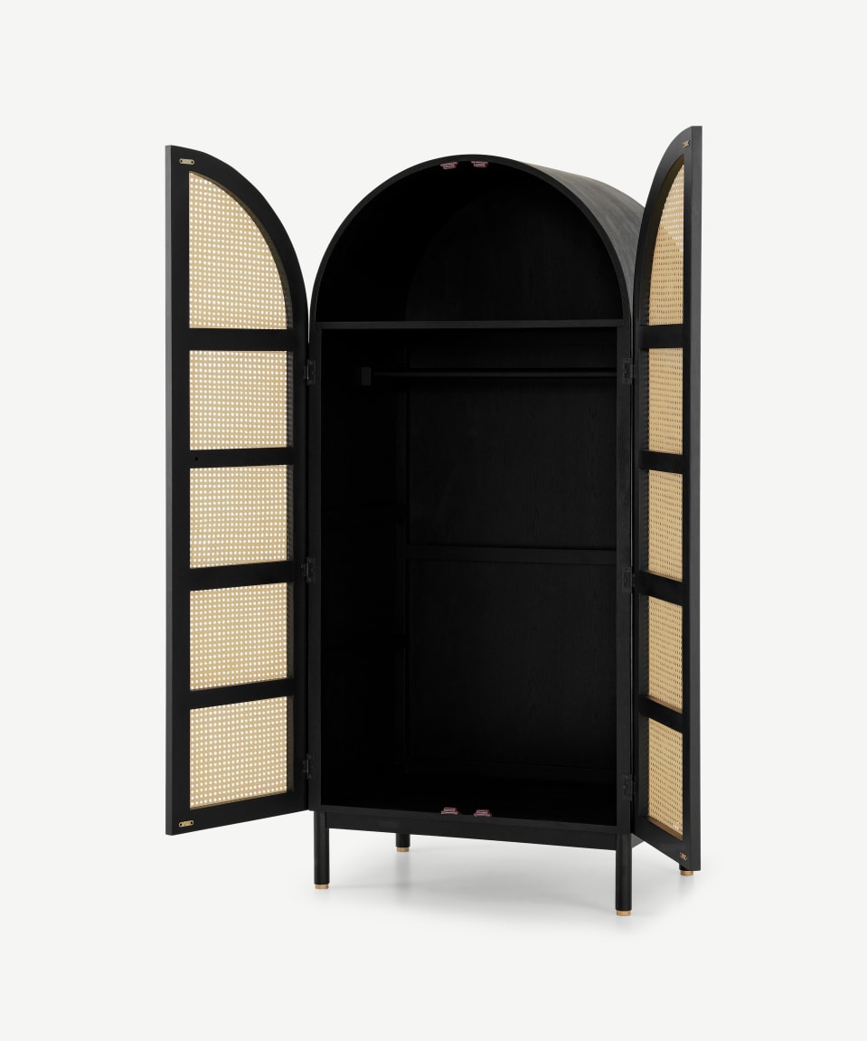 Raven Rattan Solid Wood Wardrobe - Lakkadhaara