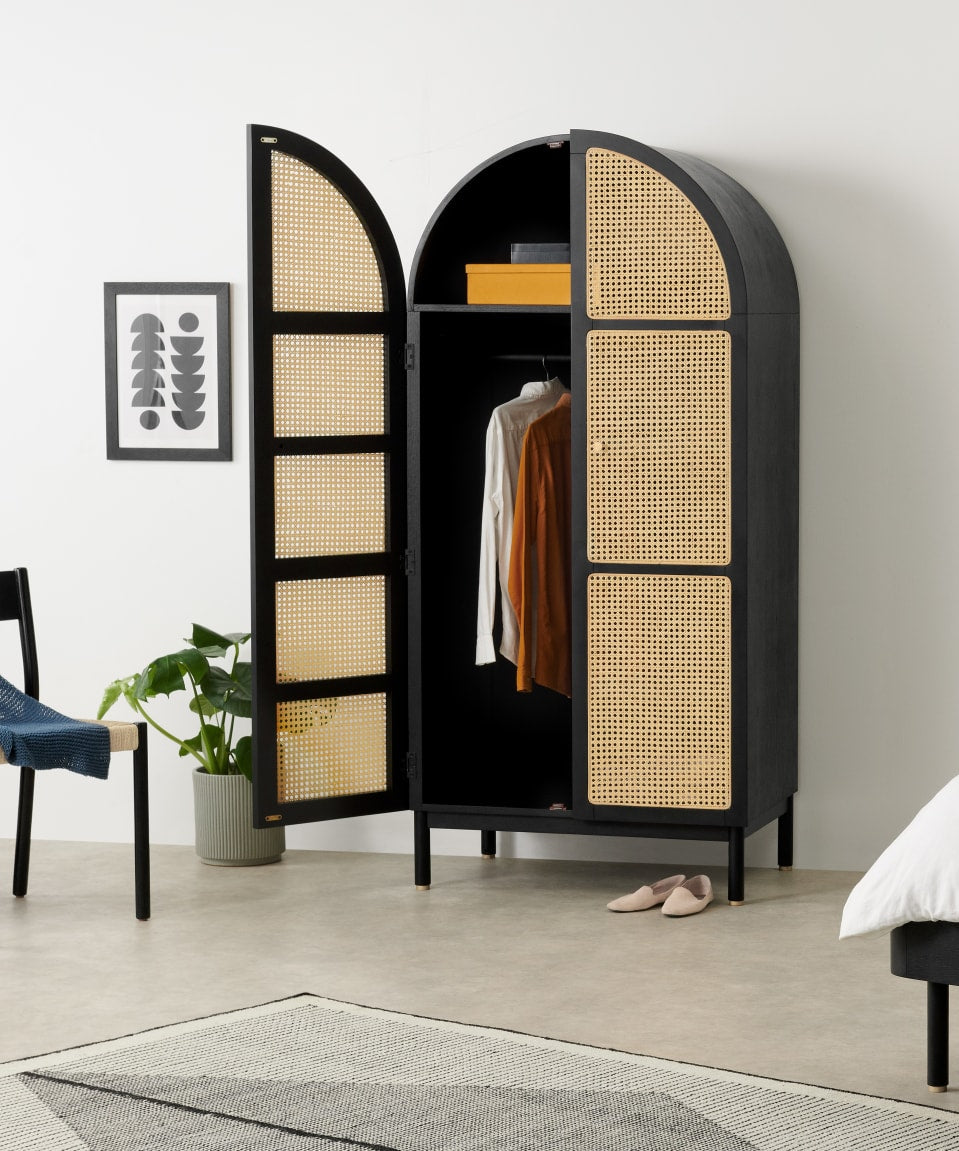 Raven Rattan Solid Wood Wardrobe - Lakkadhaara