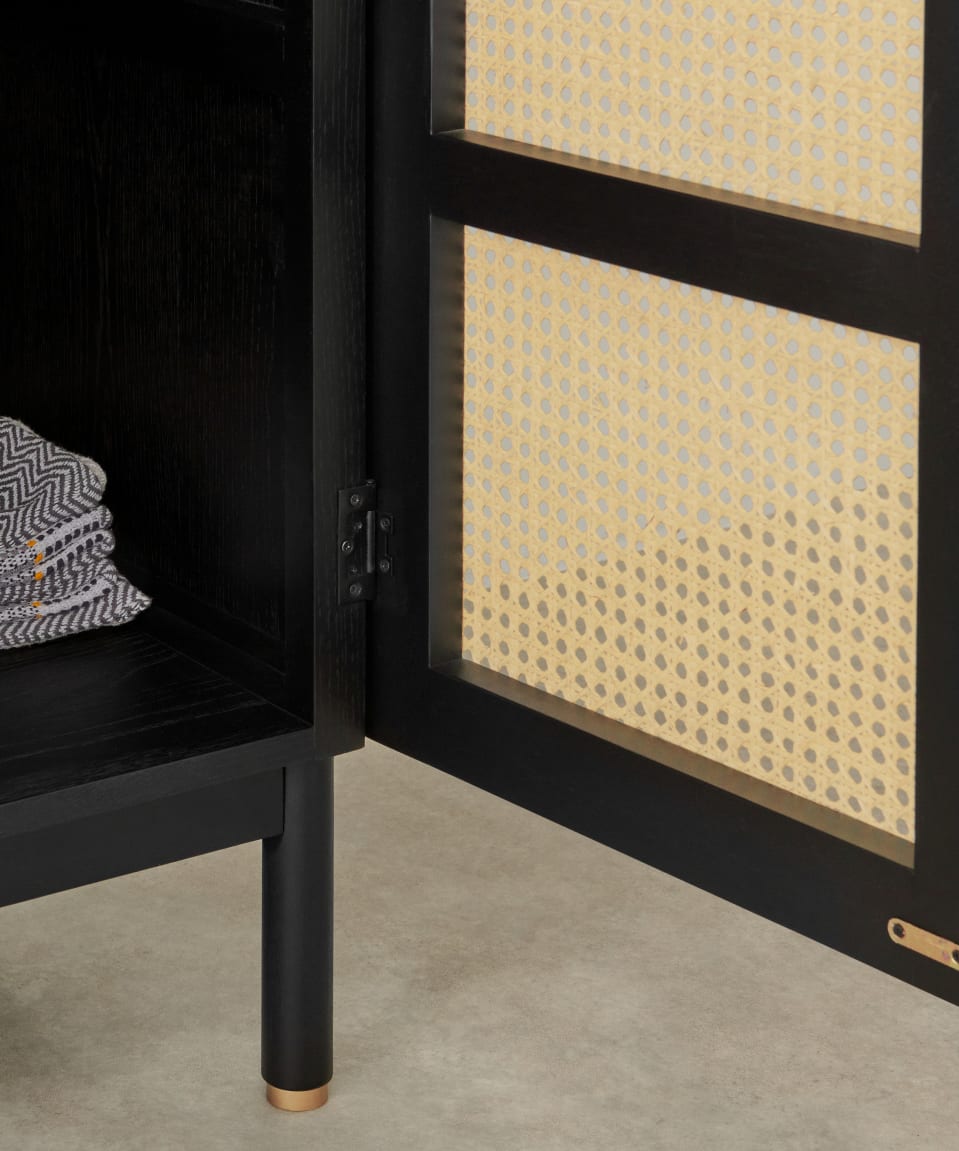Raven Rattan Solid Wood Wardrobe - Lakkadhaara