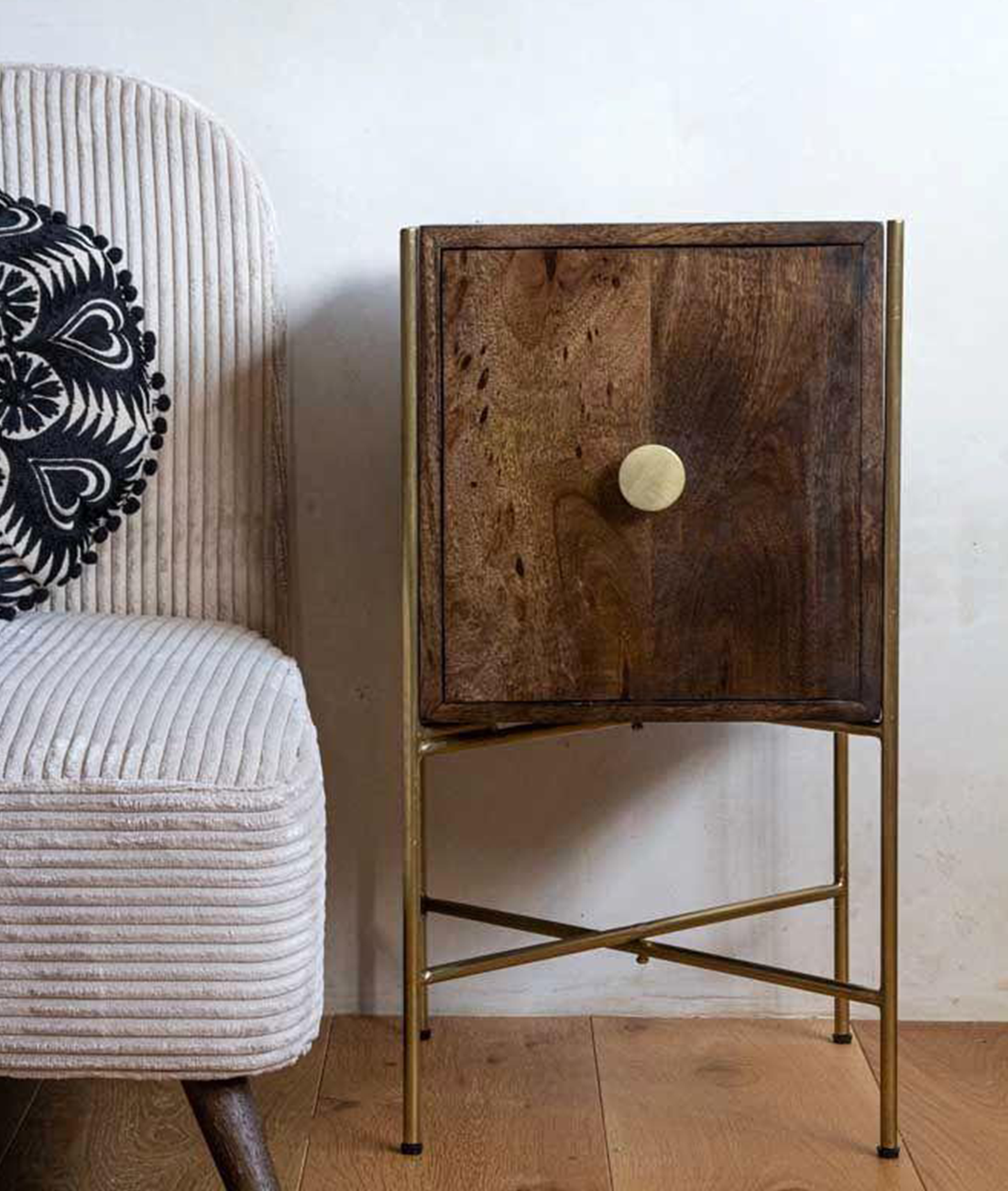 Retro Mango Wood Bedside Table