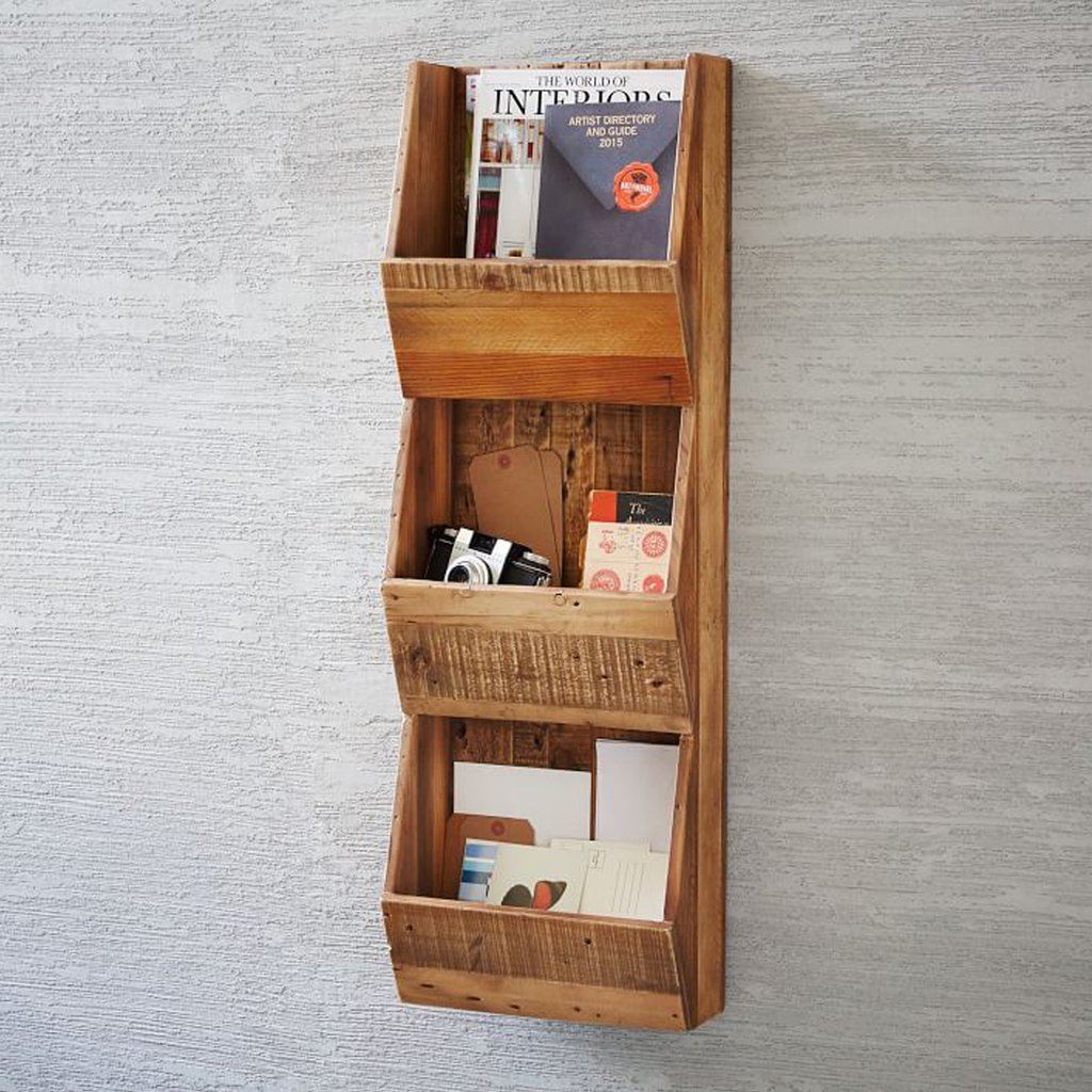 Solid Wood Magazine Holder In Mango Distress Finish - Lakkadhaara