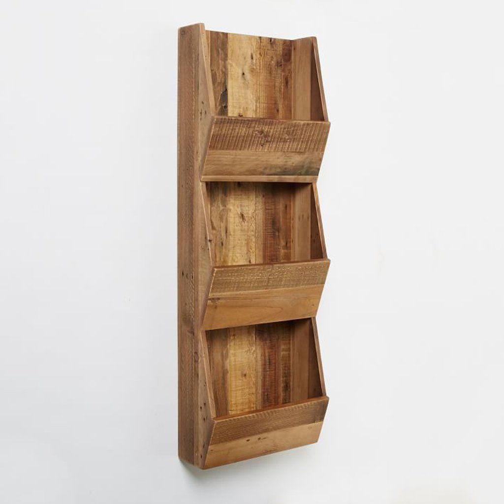 Solid Wood Magazine Holder In Mango Distress Finish - Lakkadhaara