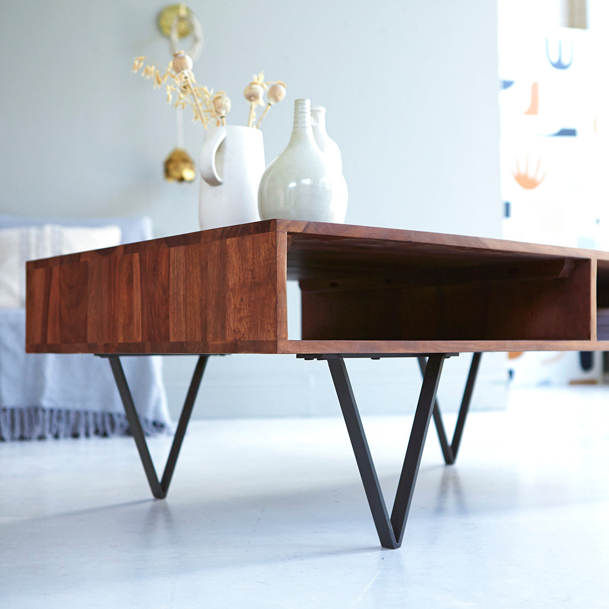 Vayu Coffee Table With Iron Legs