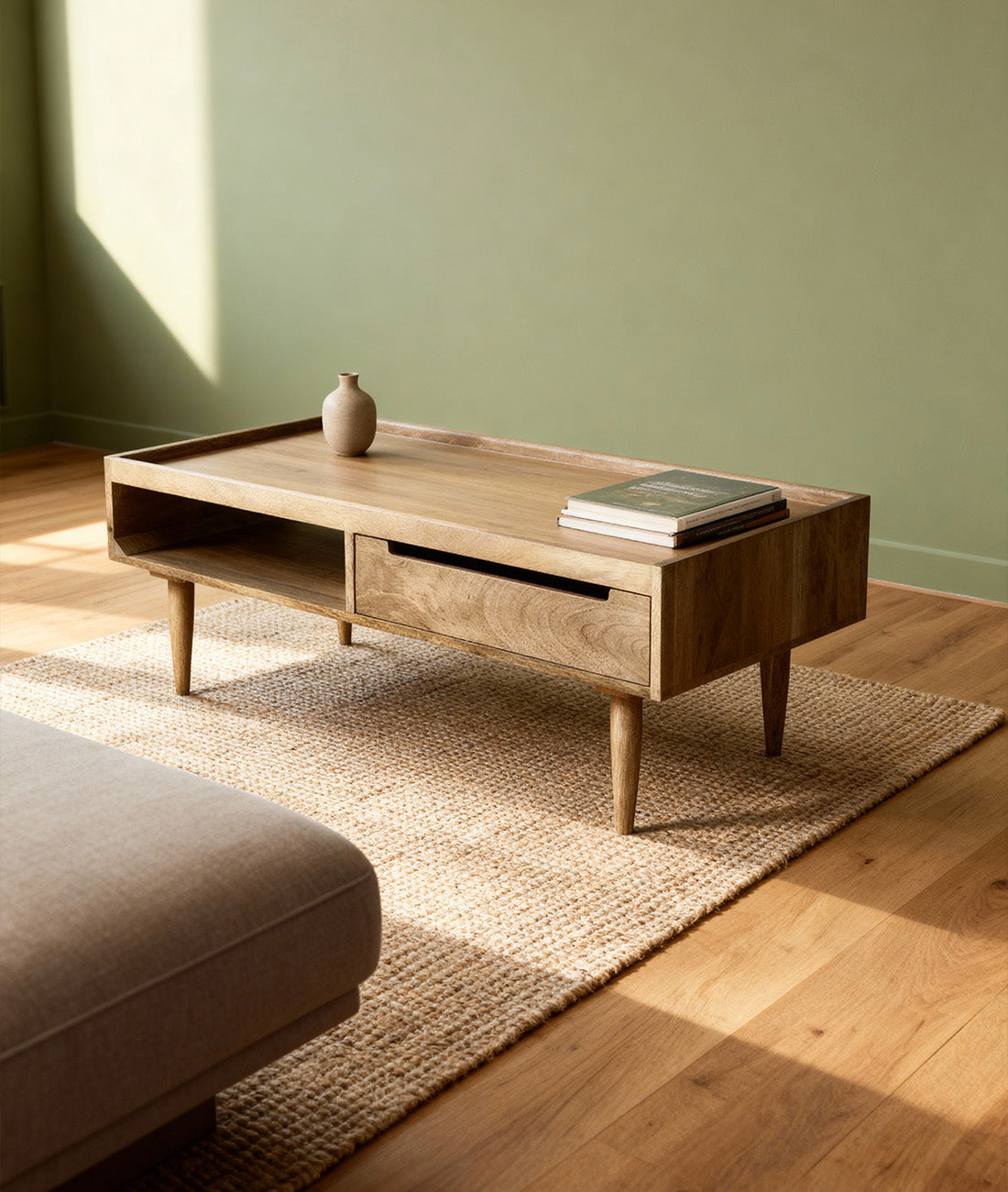 Accesibil Solid Wood Center Table with storage