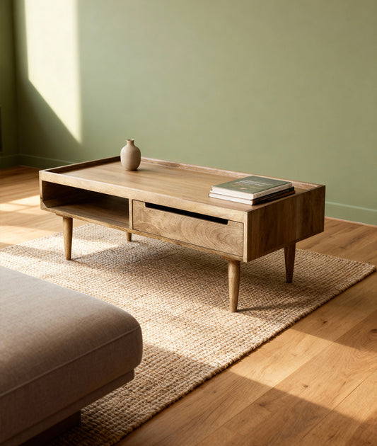 Accesibil Solid Wood Center Table with storage