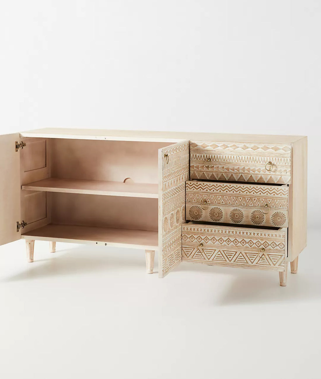 Apollo Carved Mango Wood Sideboard - Lakkadhaara