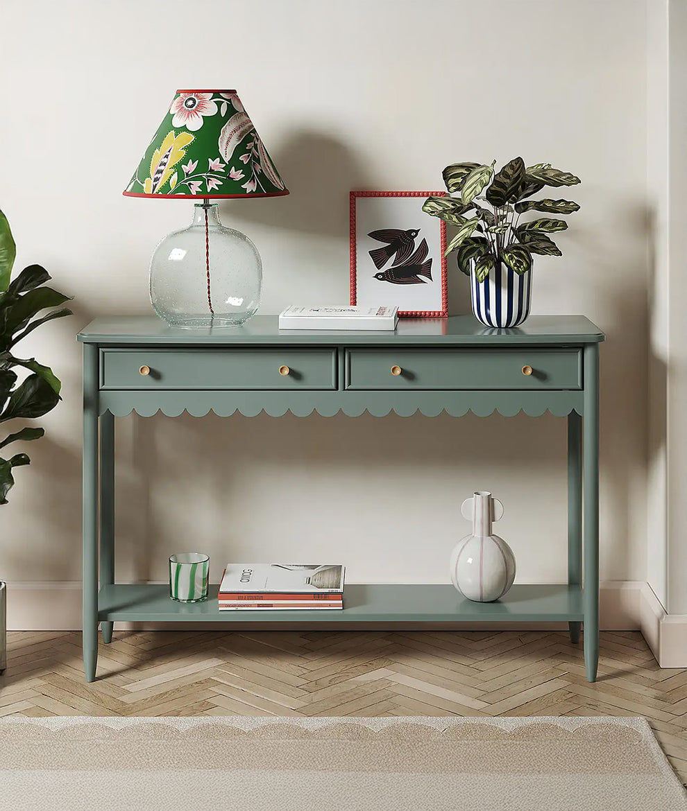 Martha Console Table - Solid Wood Olive Finish Console India – Lakkadhaara