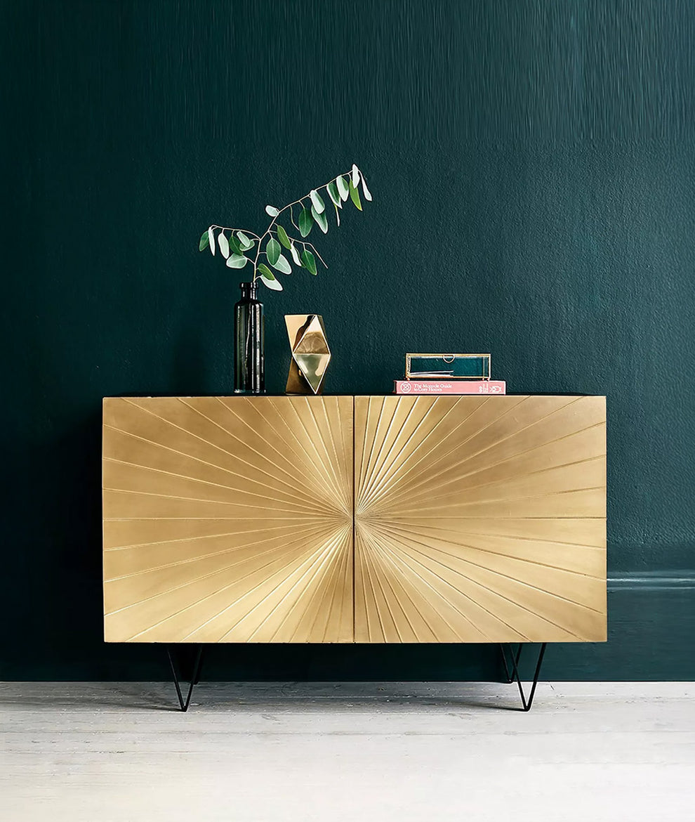 Phoenix Sideboard - Solid Wood Brass Clad Sideboard India – Lakkadhaara