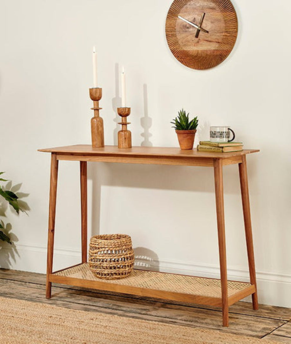 Bloom Console Table - Sheesham Wood & Woven Cane Console India ...