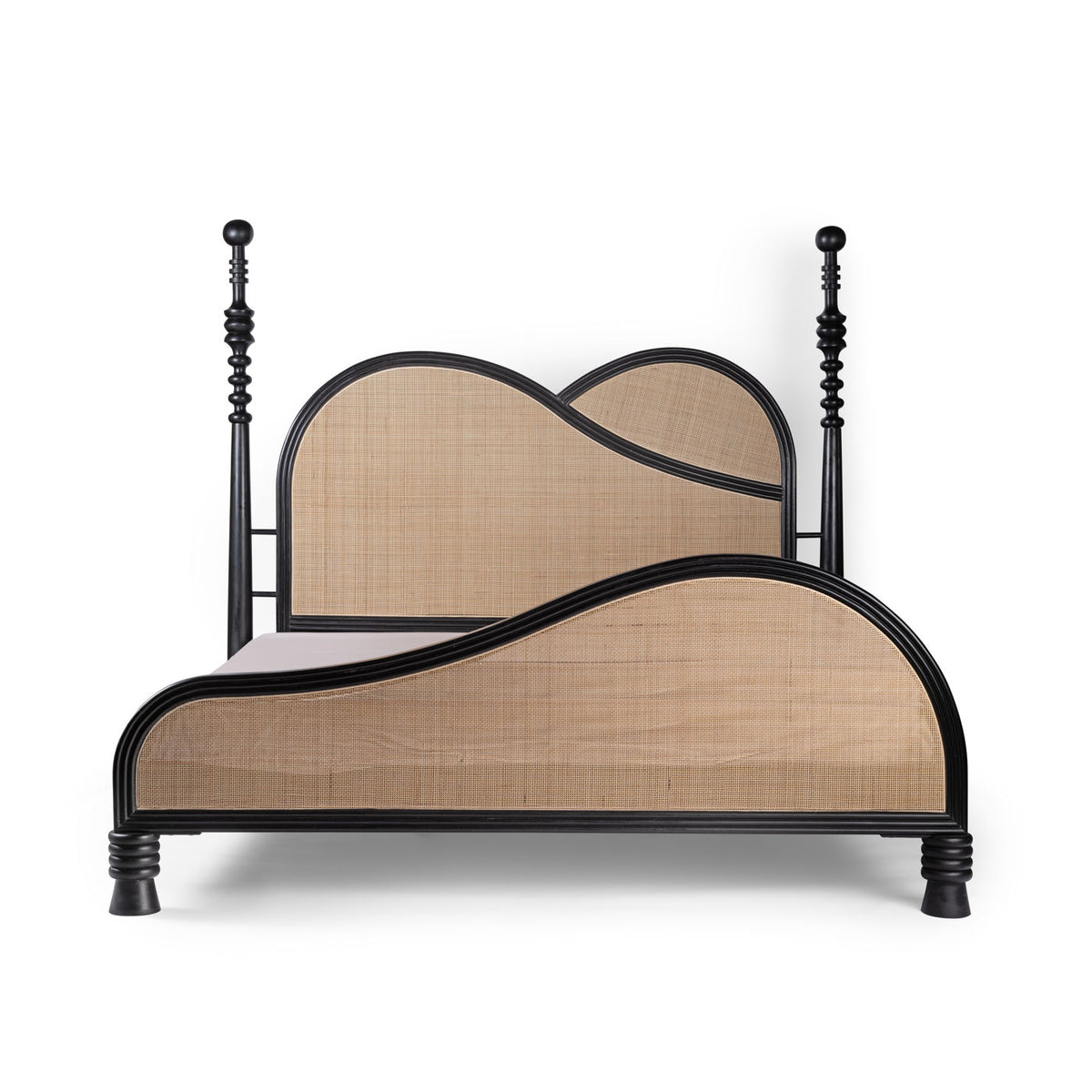 Eclipse Solid Wood Bed - Matt Black Rattan Bed India – Lakkadhaara