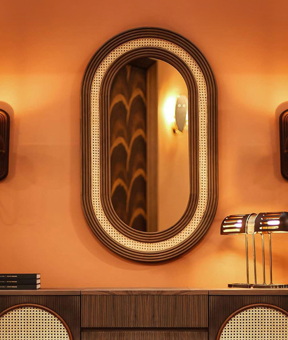 Ehra Rattan Mirror - Solid Wood Natural Rattan Mirror India – Lakkadhaara