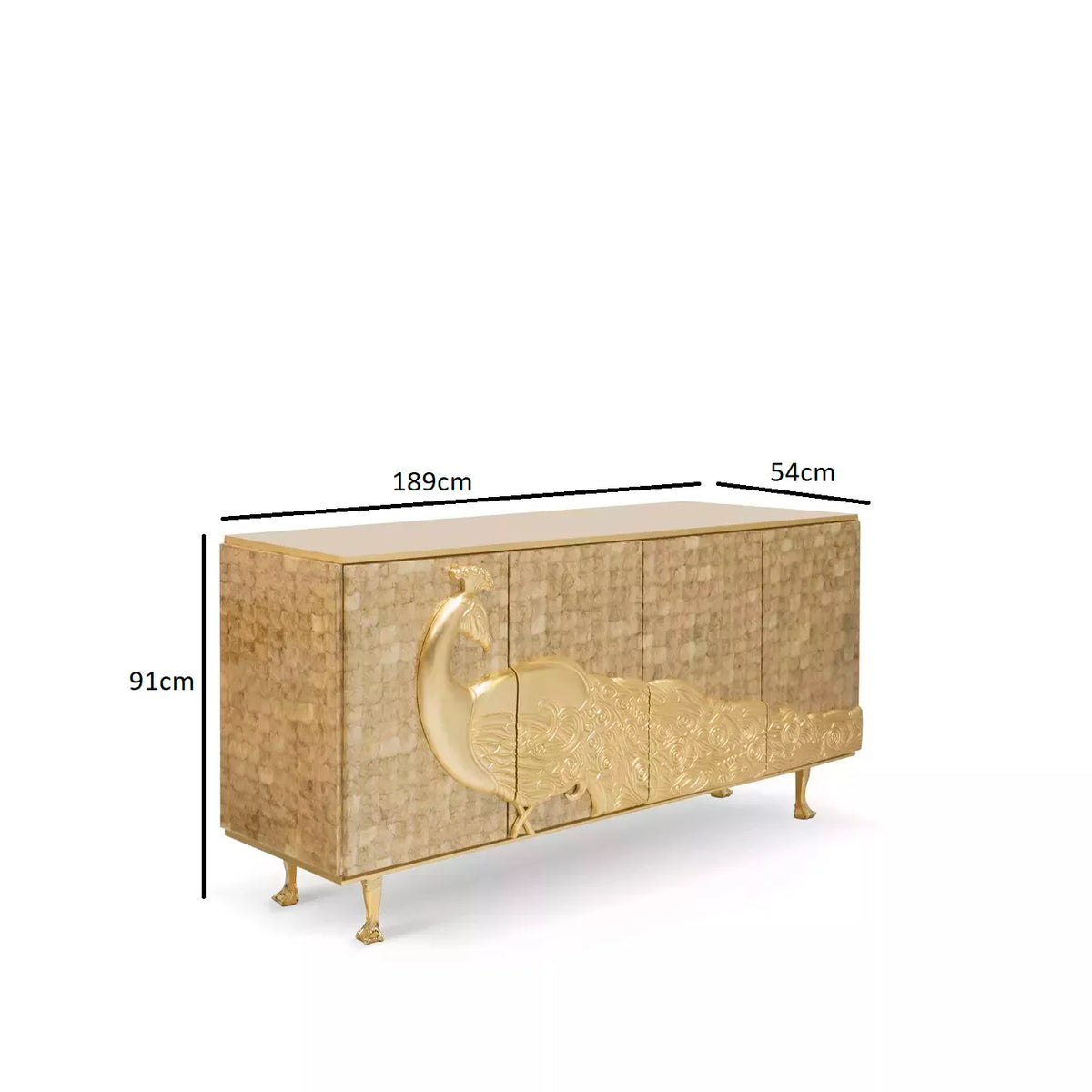 Golden Peacock Sideboard view